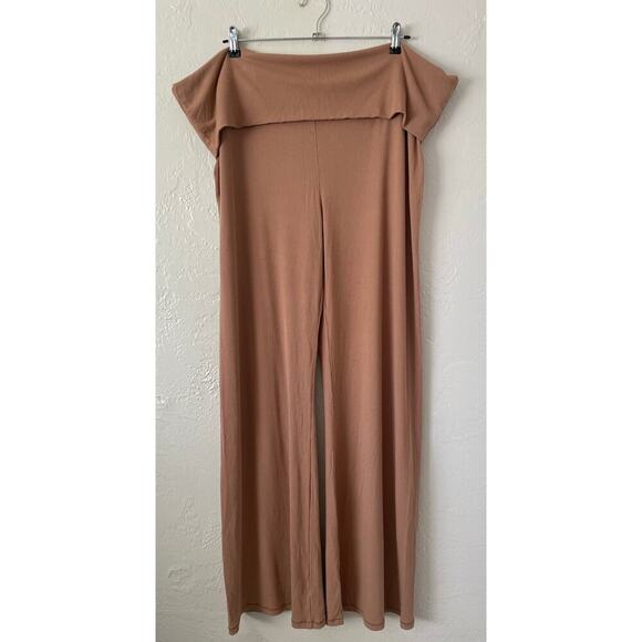 Skims Soft Fold Over Lounge Pants Pull on Ribbed Flare Leg Cozy Comfy Stretch 4X - Picture 4 of 7